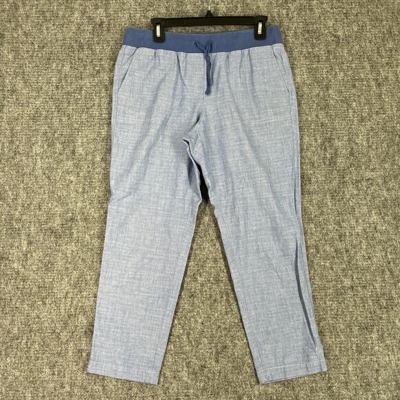Talbots Pants Womens 8 Petite Blue Pull On High Waist Drawstring Business Casual - Picture 1 of 9
